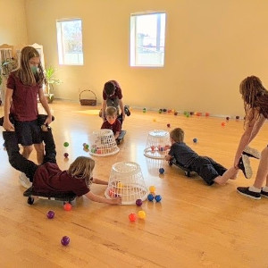 Children playing a game in PE class